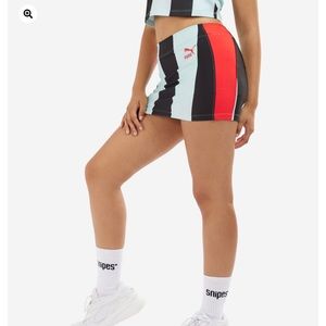 Dua Lipa Striped Mini Skirt